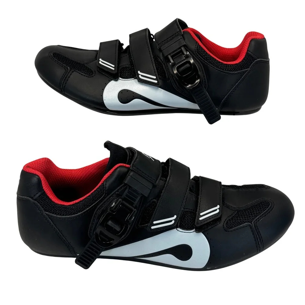 Peloton Cycling Shoes Black Red White Synthetic Indoor Spin Bike Sz 40 Men 7 7.5